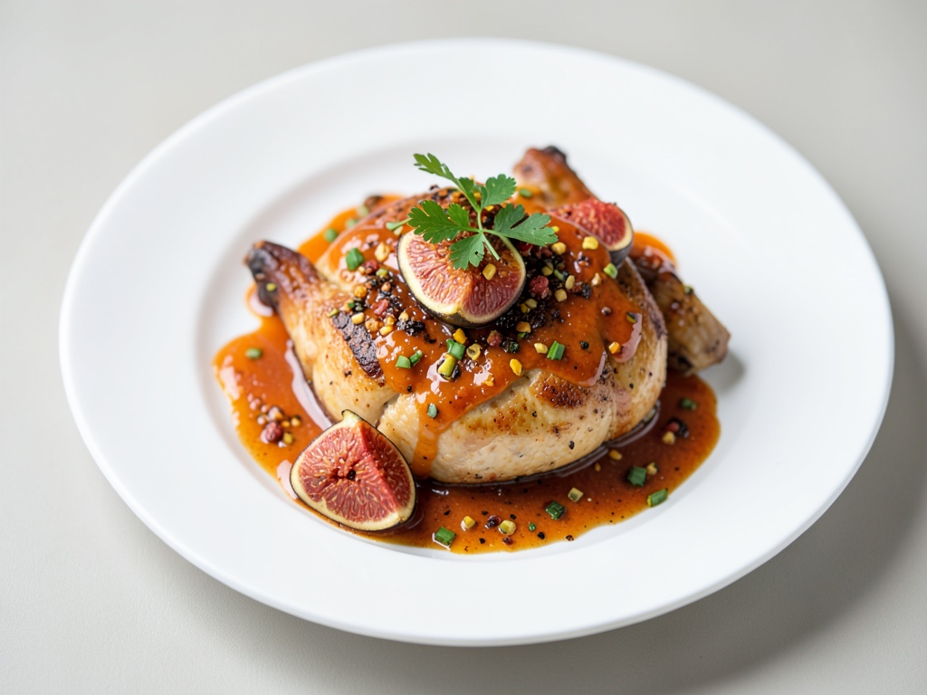 Pollo aromatizzato all'orientale con glassa di fichi e arancia