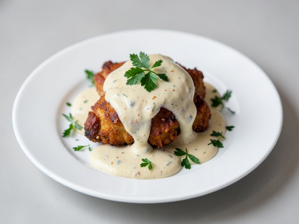 Pollo croccante con salsa cremosa al Parmigiano