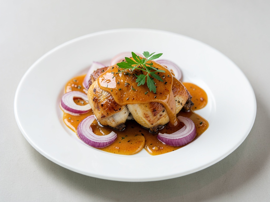 Pollo alle arance e miele con cipolle rosse