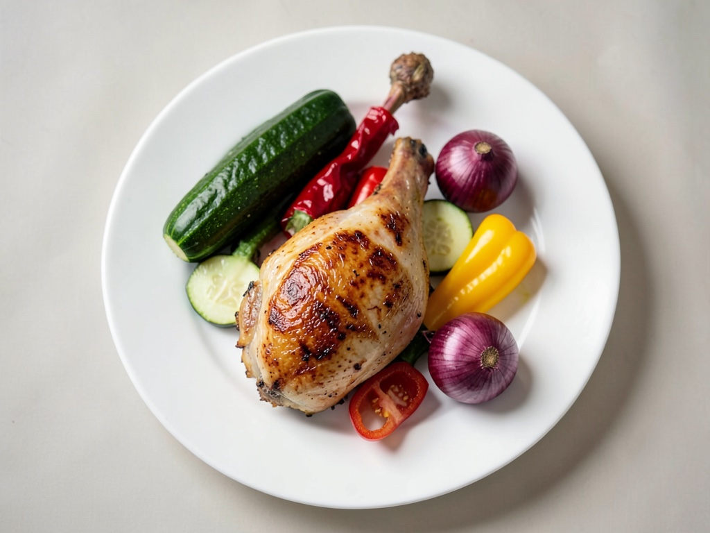Pollo croccante con verdure colorate e salsa fresca all'avocado