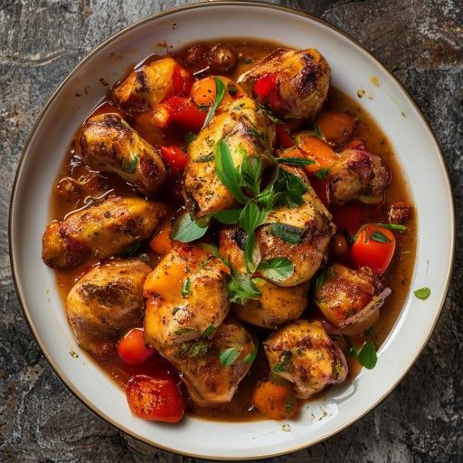 Chicken Thighs in Tomato and Pepper Stew