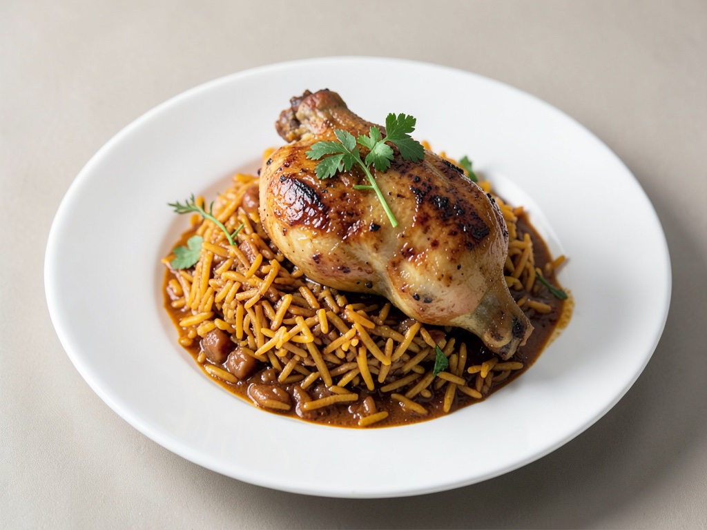 Pollo creolo con riso al curry e zafferano
