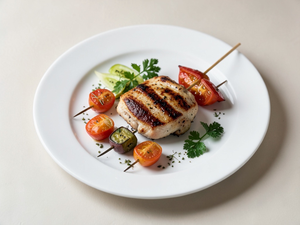 Brochetas de pollo a la parrilla con pimiento