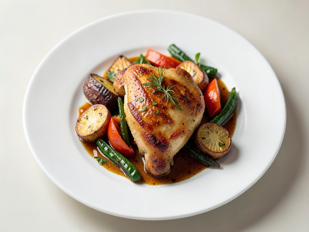Pollo croccante con verdure al forno