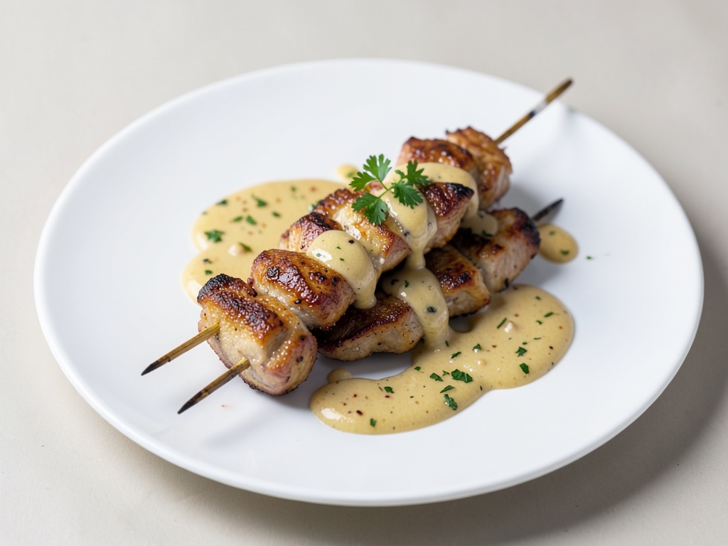 Marinierte Hähnchen-Spieße mit Erdnuss-Sauce