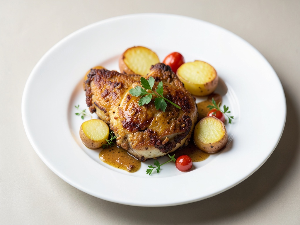 Pollo crujiente con patatas al horno