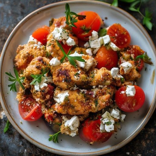 Pollo croccante con pomodori e feta