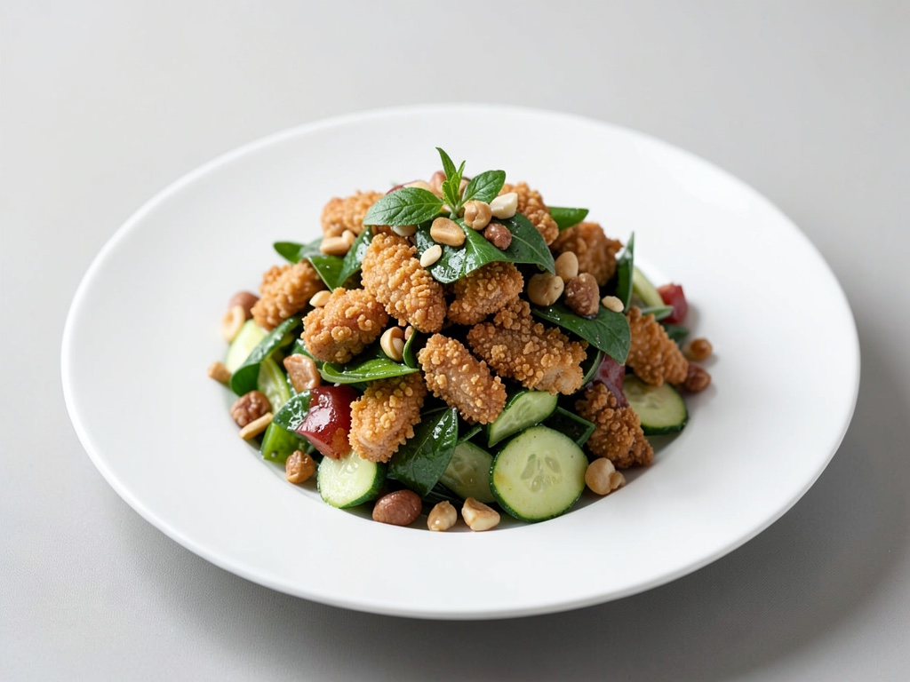 Pollo croccante con zucchine e noci