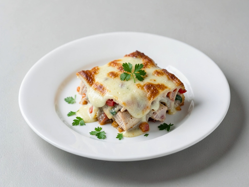 Cremosa gratin di pollo con peperoni