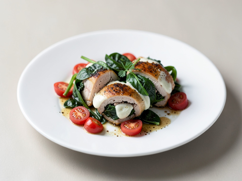 Tasche di petto di pollo con spinaci, mozzarella e pomodori