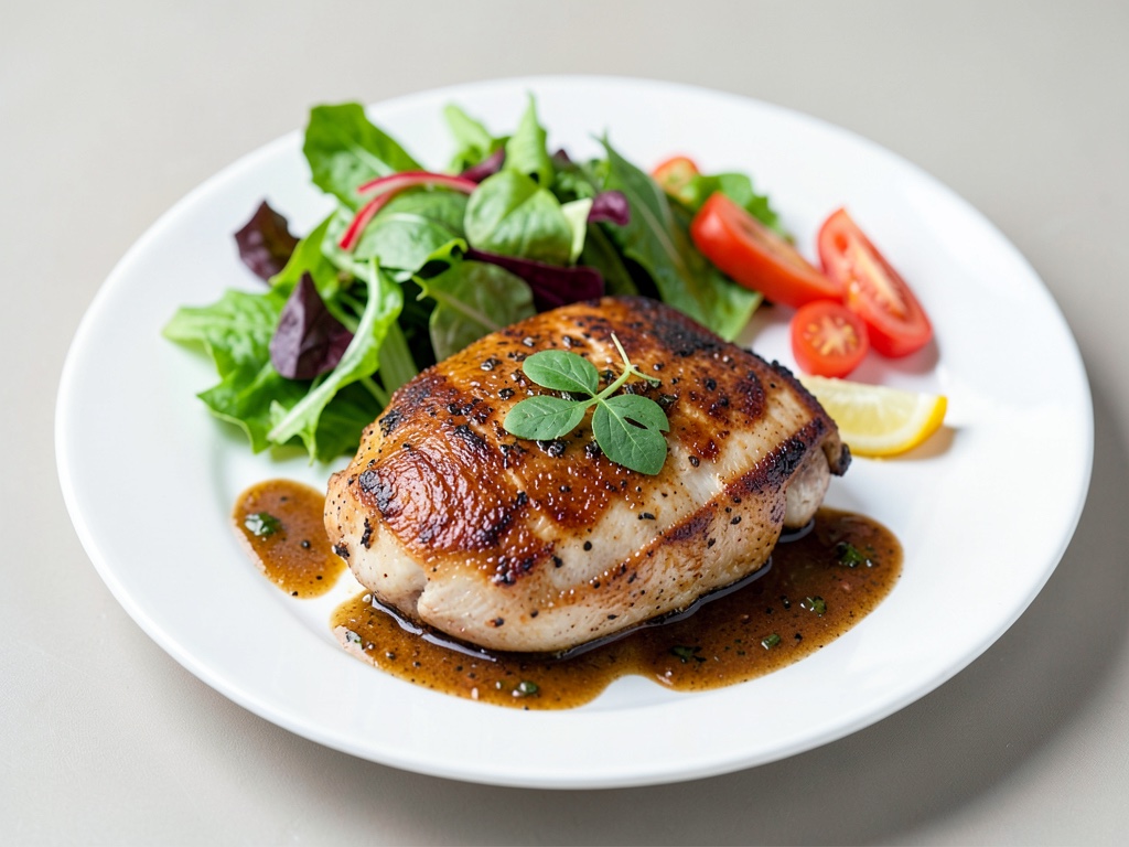 Pollo marinato con insalata fresca
