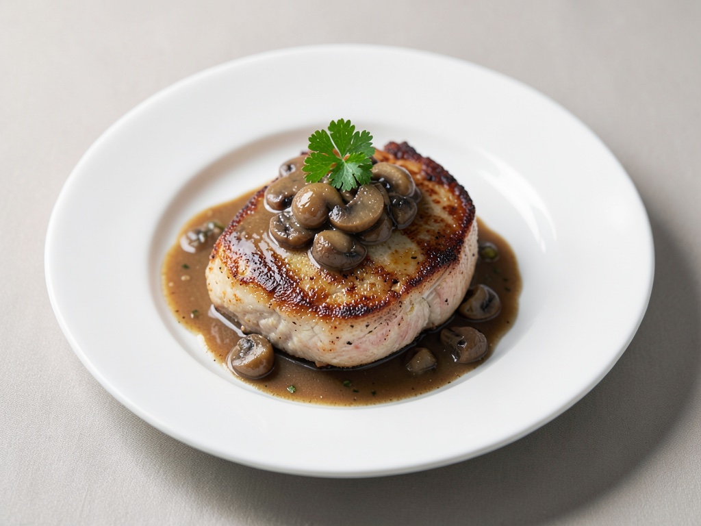 Petto di pollo fritto con salsa ai funghi champignon