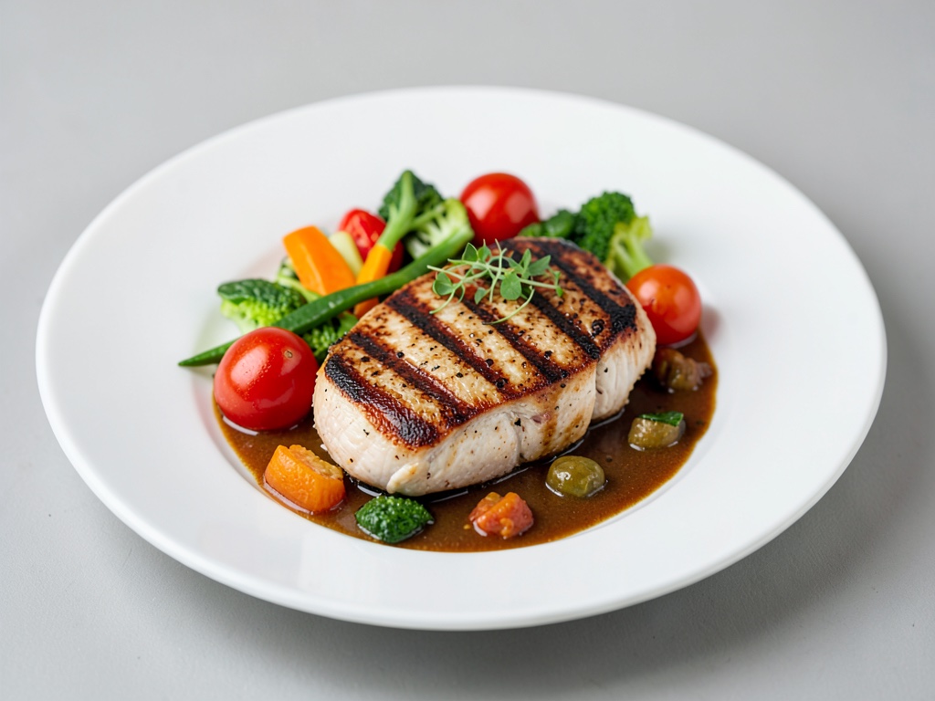 Petto di pollo alla griglia con verdure miste