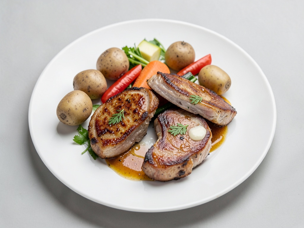 Pollo crujiente con verduras coloridas y salsa de mostaza y nata