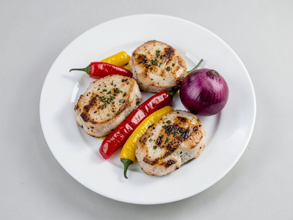 Petto di pollo alla griglia con verdure colorate