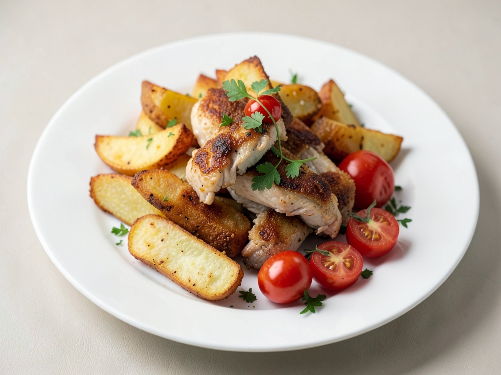 Wedge di patate croccanti con pollo e pomodori