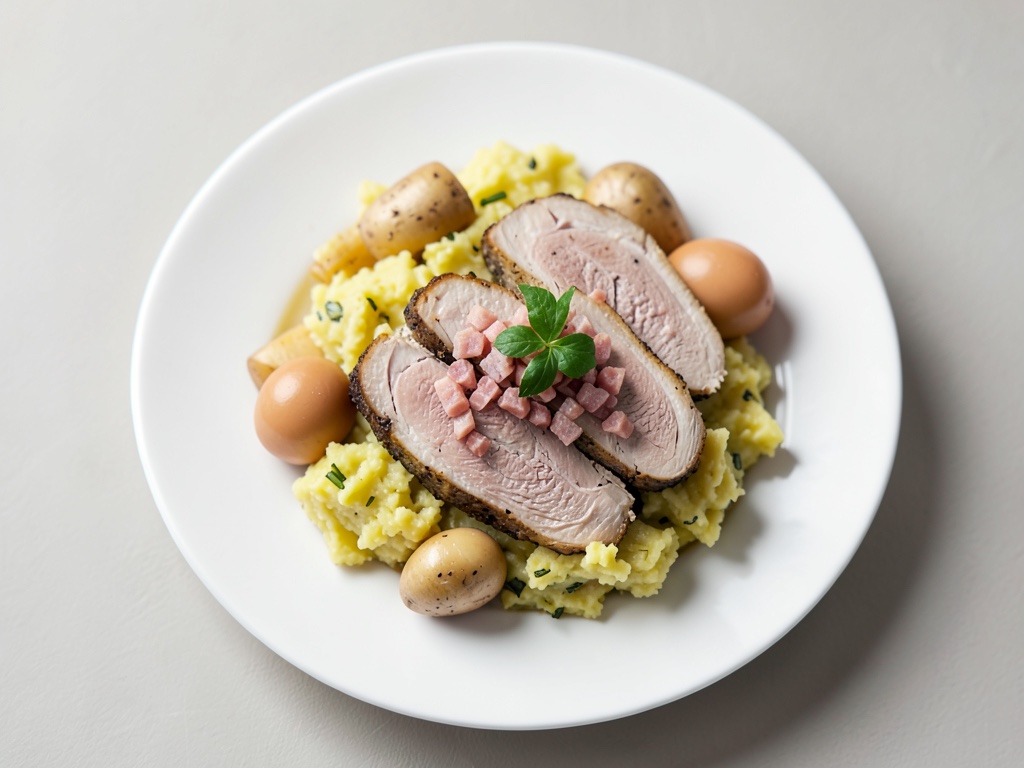 Crocchette di patate croccanti con pollo tenero e asparagi