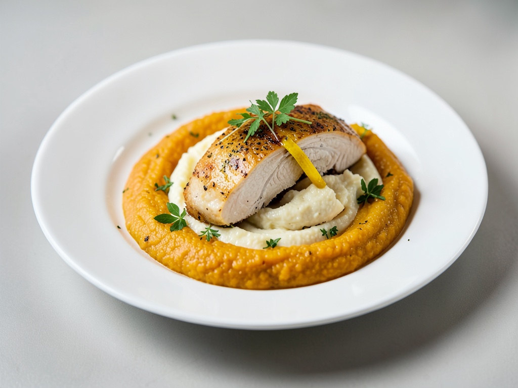 Pollo al limone con purè di zucca cremoso