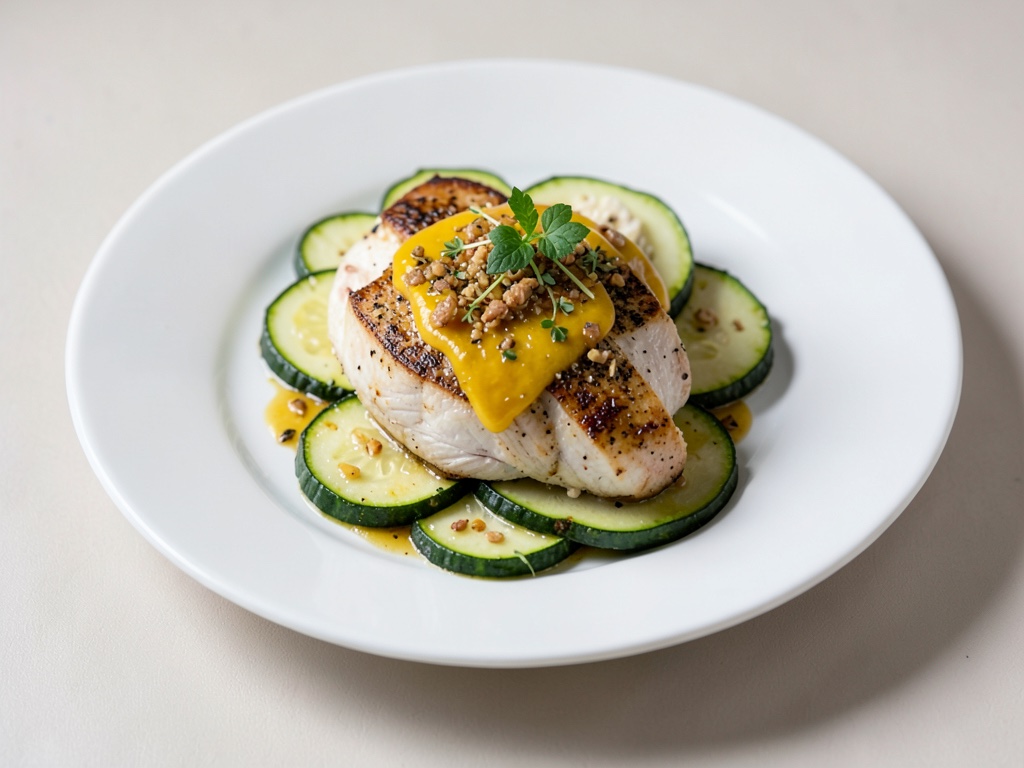 Poitrine de poulet citronnée à la poêle de courgettes