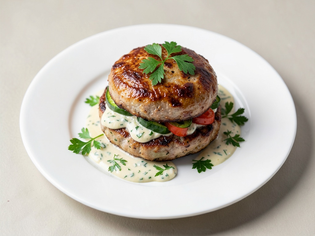 Hamburger di pollo con quark alle erbe fresche