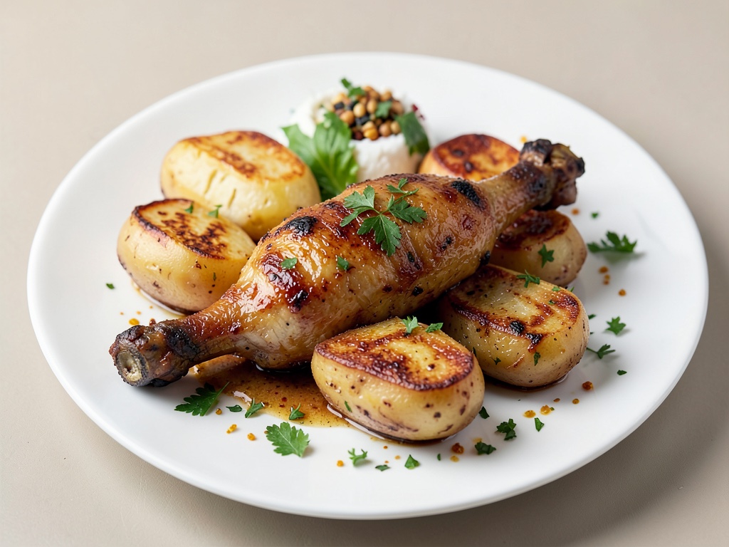 Cosce di pollo orientali con patate al forno