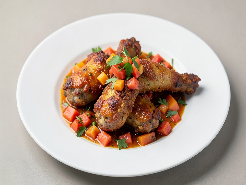 Cosce di pollo croccanti con salsa fresca di papaya e peperoncino