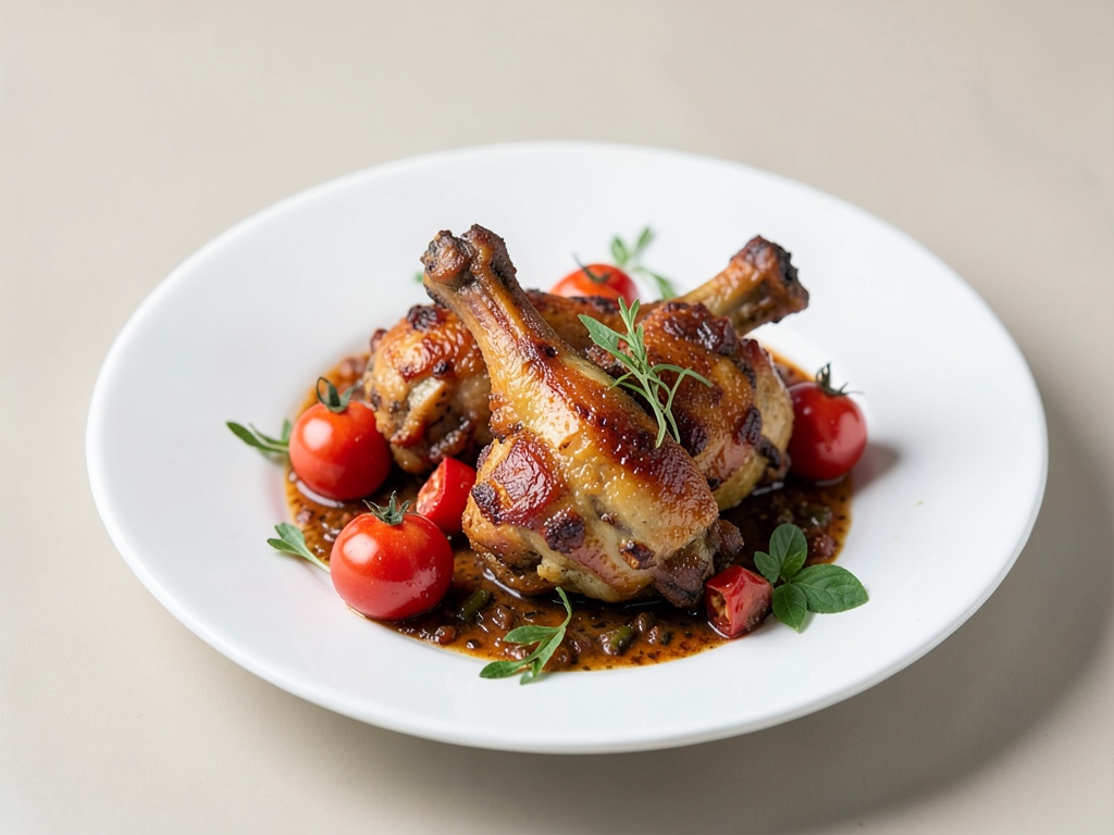 Cosce di pollo croccanti con chorizo e pomodori