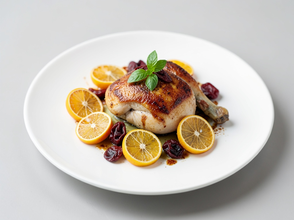 Padella di pollo con clementine, pomodori secchi e basilico