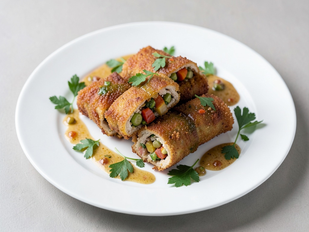 Roulade di pollo croccanti con ripieno di verdure