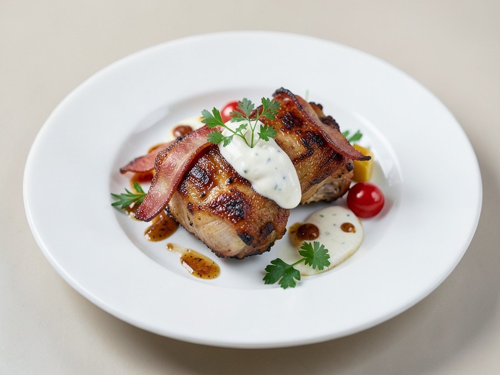 Cosce di pollo croccanti con pancetta e panna acida
