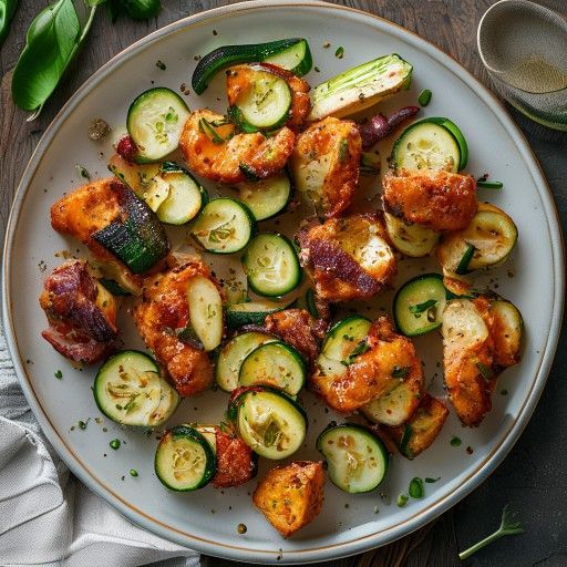 Cosce di pollo croccanti con verdure di zucchine