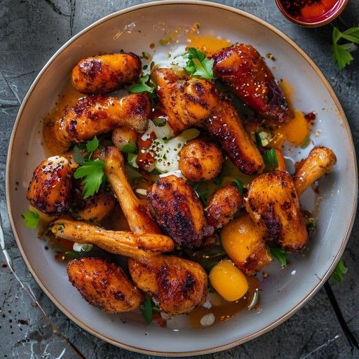 Cosce di pollo con glassa al miele e senape e verdure al forno