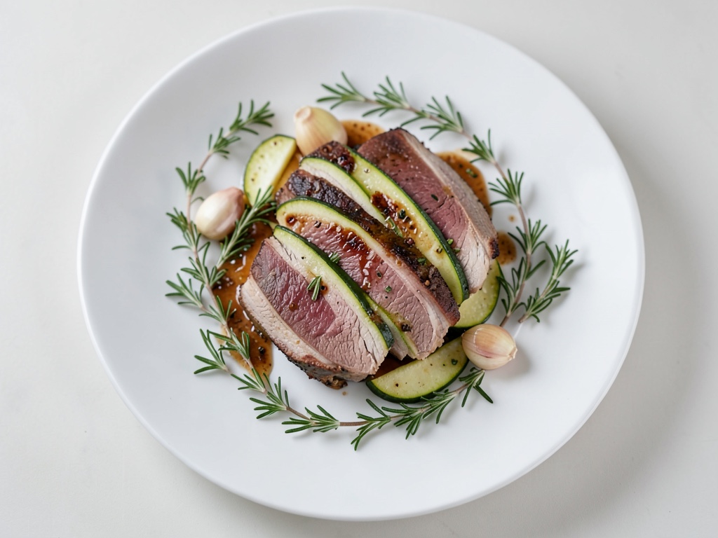 Gegrillte Hähnchenbrust mit marinierten Zucchinistreifen