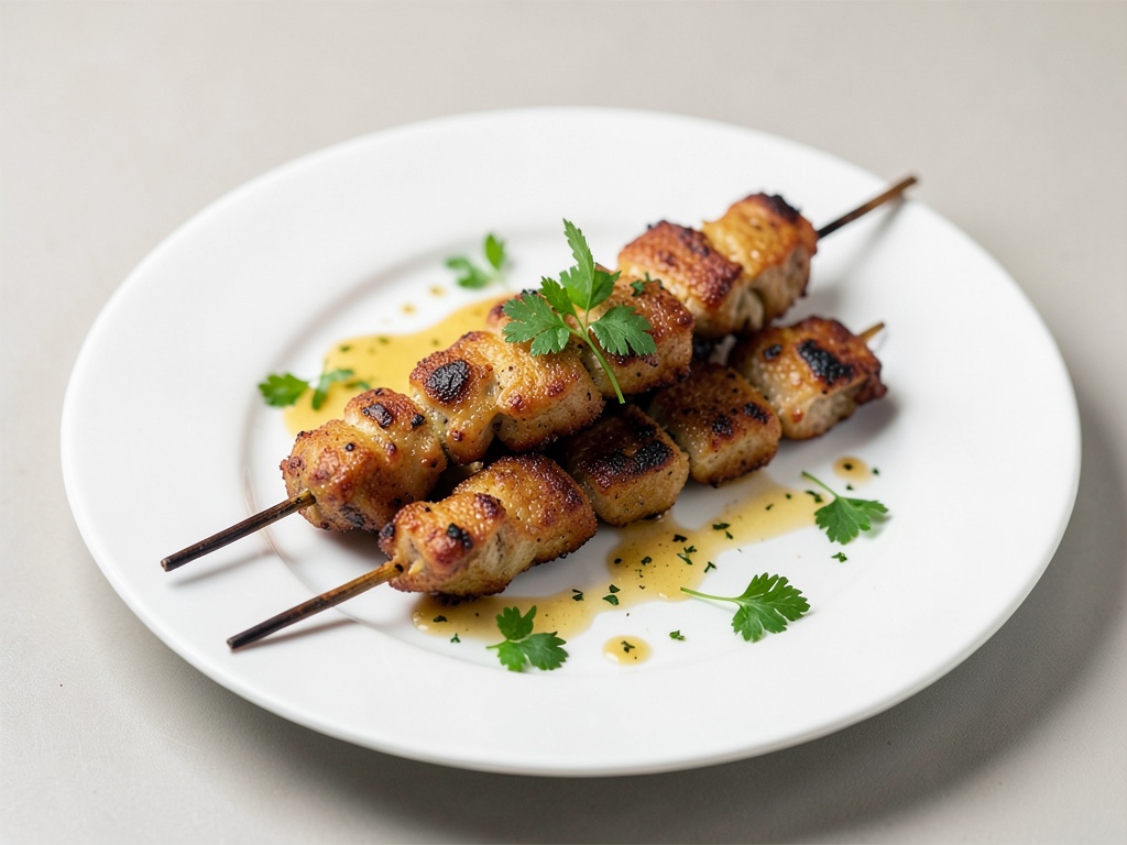 Croquetas crujientes de pollo en brochetas
