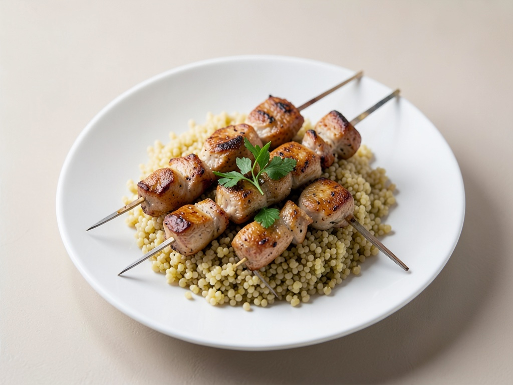 Brochettes de poulet avec couscous