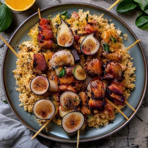Spiedini di pollo con fichi e couscous