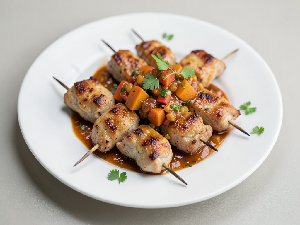 Spiedini di pollo con salsa di zucca agrodolce