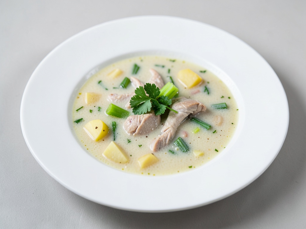 Zuppa di pollo cremosa con sedano e patate