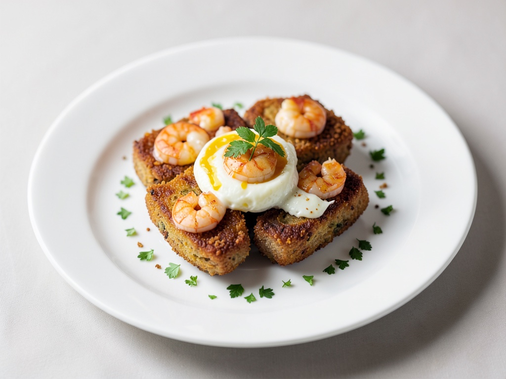 Bouchées de baguette croustillantes aux crevettes et à l'œuf