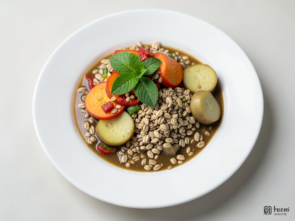Avena con ensalada de zanahorias y menta