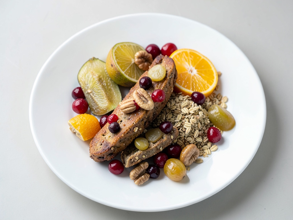 Barritas de avena con higos, naranjas, arándanos rojos y nueces