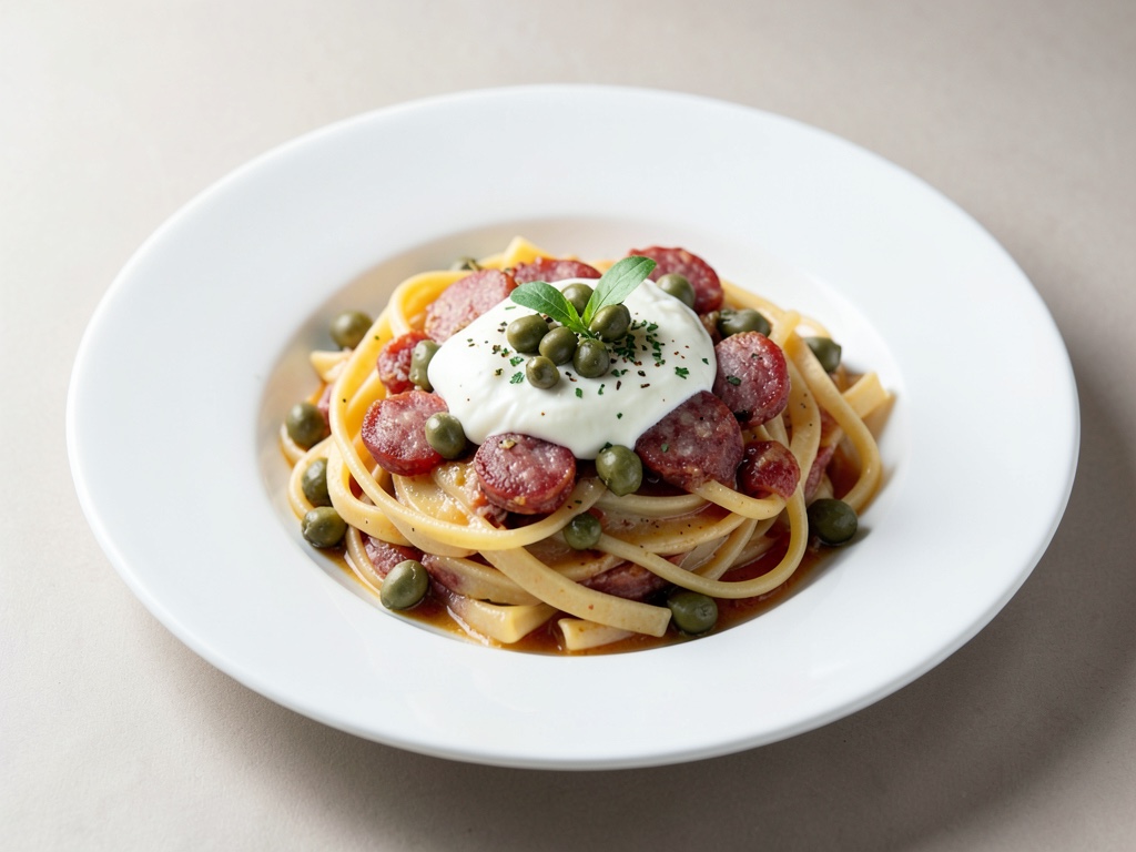 Halbmond-Pasta mit Salsiccia, Kapern und Zitronencreme