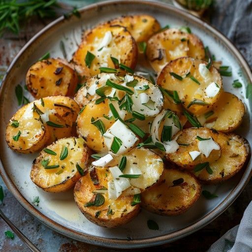Patate al forno ripiene di formaggio e cipollotti