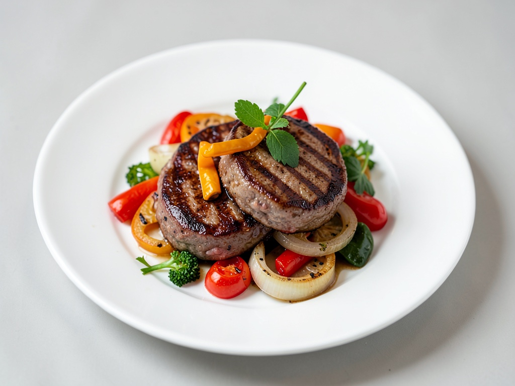 Burgers grillés aux poivrons et oignons