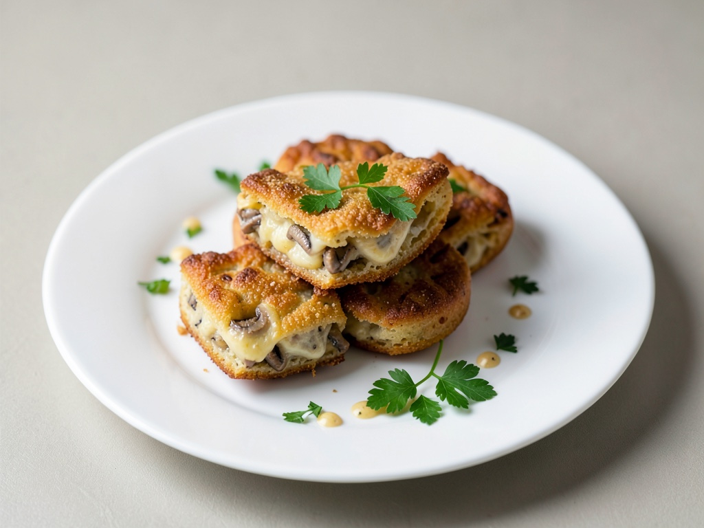 Panecillos crujientes con relleno de champiñones y queso