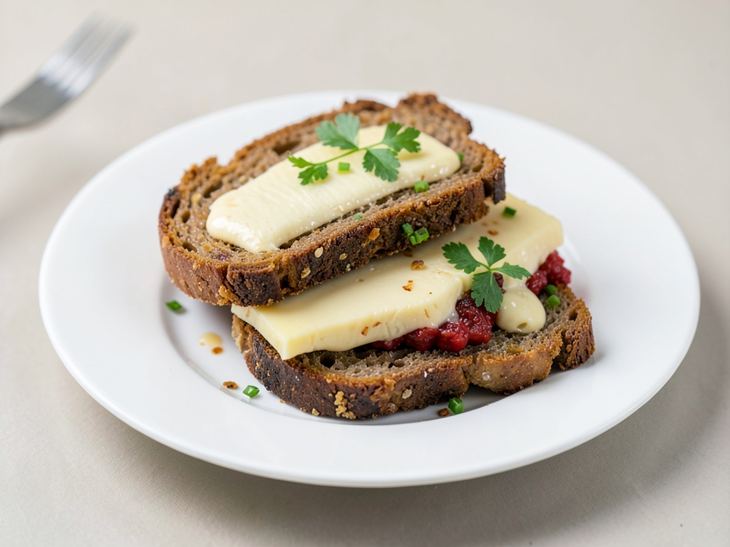 Sándwiches crujientes de pan de centeno con queso Harzer