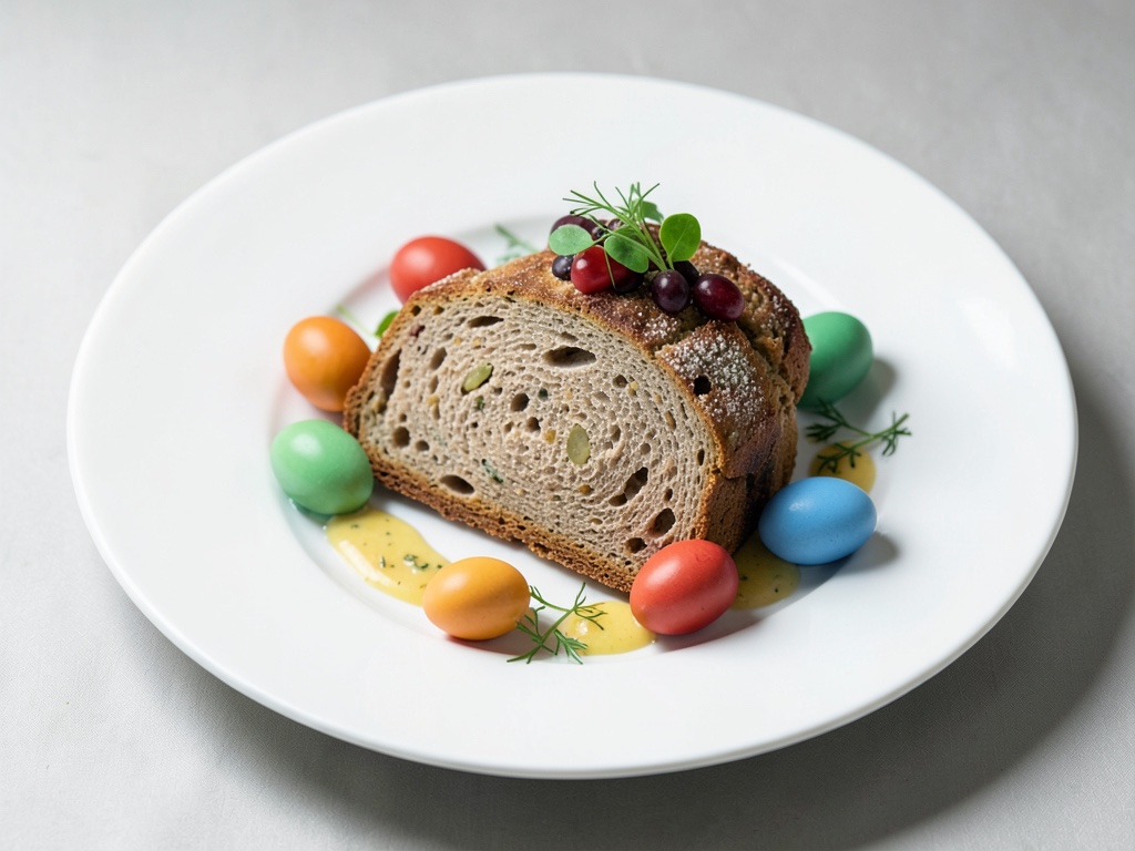 Pane lievitato di Pasqua con uova colorate