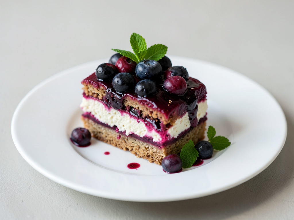 Torta succosa ai mirtilli con ripieno di quark
