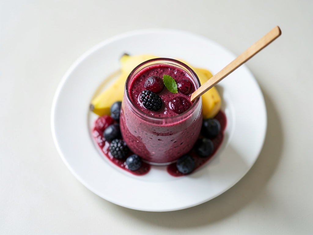 Frullato alla banana e mirtilli