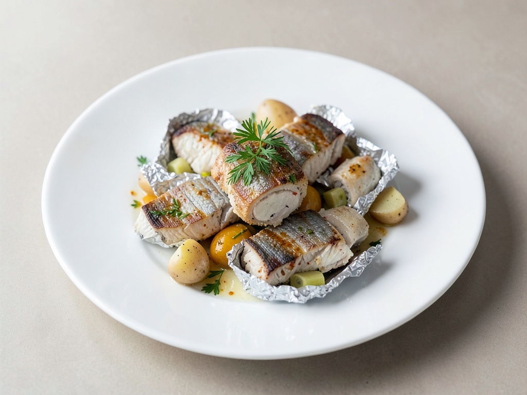 Merluzzo in cartoccio con finocchi e patate